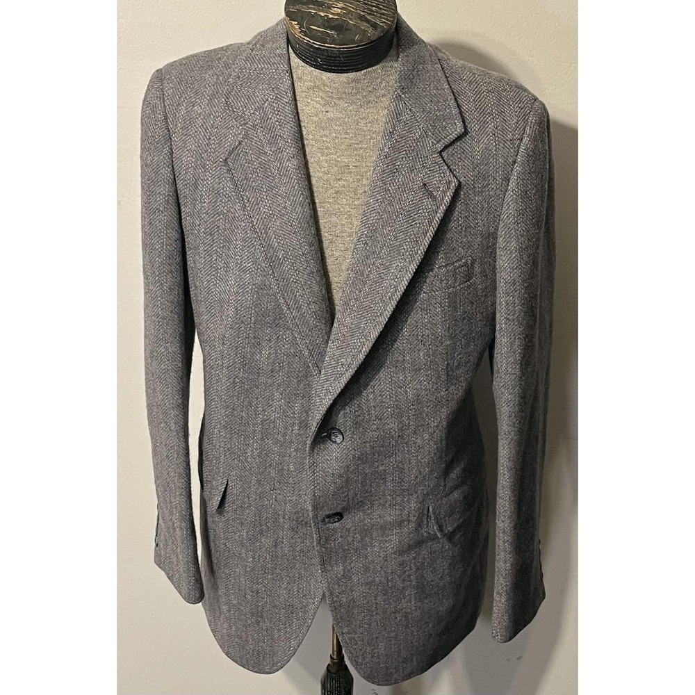 Vintage Kuppenheimer Blazer‎ Mens 38 Gray Wool Herringbone Tweed Sport Coat USA